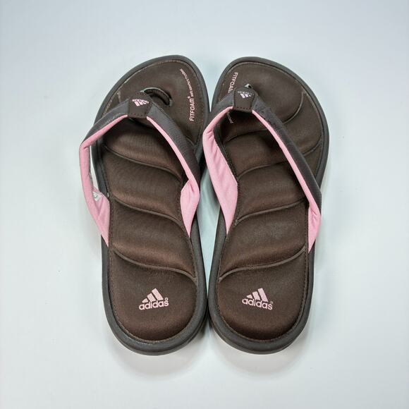 Adidas Fit Foam Brown Pink Flip Flops Comfort Sandals V20669 Women’s Size 8 - Picture 1 of 10
